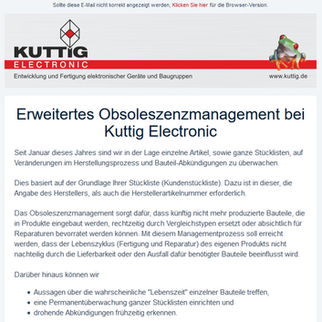 Erweitertes Obsoleszenzmanagement und weitere Neuigkeiten von Kuttig Electronic