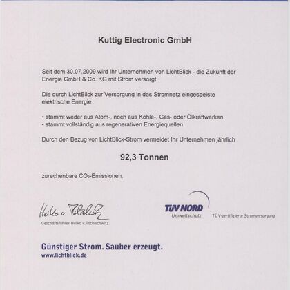 CO2-Vermeidungs-Zertifikat 2009 (Lichtblick)