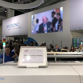Mycronic MY300DX-17 auf der Productronica 2019: "Verkauft an Kuttig Electronic"